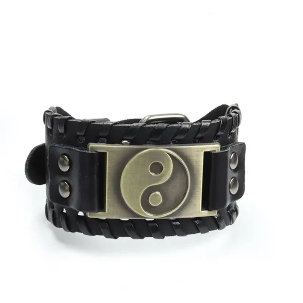 Bracelet Homme Éclat Métallique Tissé en Cuir – Image 2