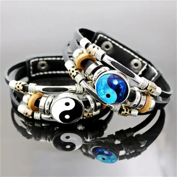 Bracelet en Cuir Yin Yang Vintage – Image 7