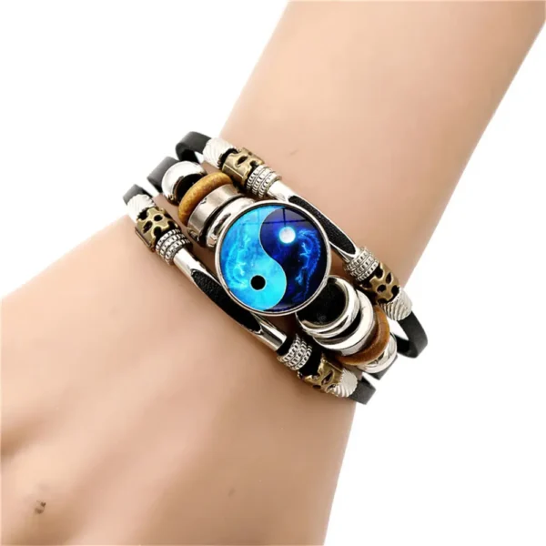 Bracelet en Cuir Yin Yang Vintage – Image 9