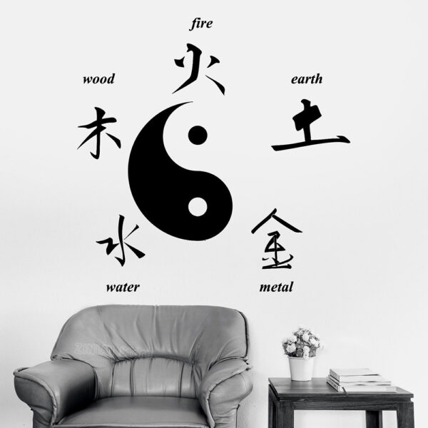 Sticker Mural Signes des Eléments  Yin Yang – Image 2