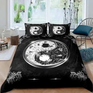 Découvrez la Housse de Couette Fleurs Yin Yang Élégance, une parure de lit qui évoque la fusion parfaite de la dualité et de la beauté florale. Le motif Yin Yang en noir et blanc est orné de fleurs délicates, créant une ambiance de sérénité et d'harmonie dans votre chambre à coucher