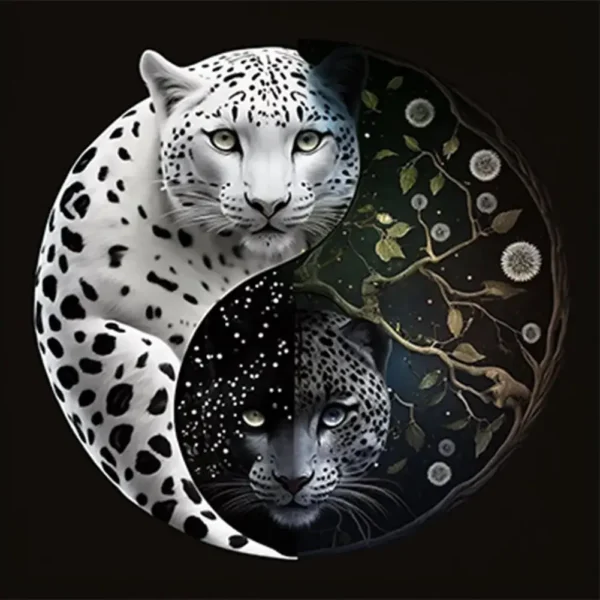 Admirez la fusion élégante de la force du léopard et de l'harmonie du Yin Yang avec notre Poster Léopard Yin Yang. Ce poster imprimé à la machine capture la beauté sauvage du léopard dans un équilibre parfait. Ajoutez une touche de puissance et de sérénité à votre espace avec ce superbe symbole de dualité.