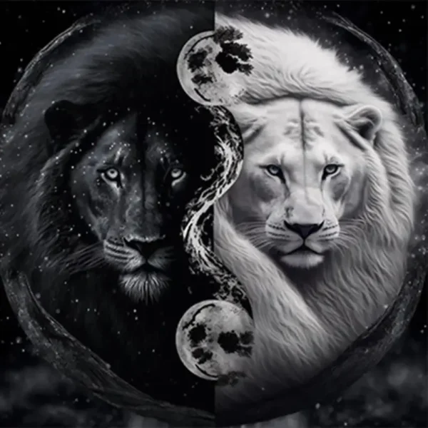 Admirez la magnificence des lions dans notre Poster Lions Yin Yang. Deux félins majestueux se tiennent en équilibre, symbolisant la puissance et l'harmonie. Ajoutez cette œuvre captivante à votre décoration intérieure pour une ambiance empreinte de grâce et de force