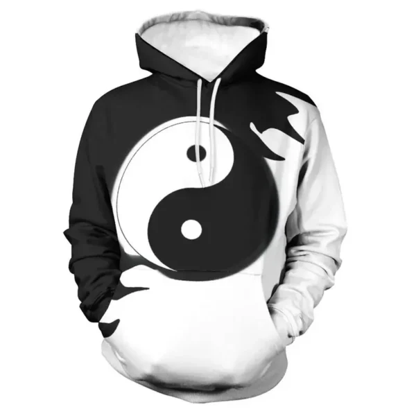 Un sweat à capuche Yin Yang, symbole d'harmonie et d'équilibre, avec un design unique pour vous garder au chaud avec style