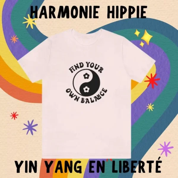 Dans ce kaléidoscope de couleurs et de formes psychédéliques, le T-shirt Hippie Yin Yang rose émerge comme un symbole de paix et d'harmonie. Sur fond de dessin psychédélique, le Yin Yang captivant offre un contraste saisissant, équilibrant les nuances vibrantes qui l'entourent. Ce mélange de couleur et de symétrie évoque l'esprit libre et la quête d'équilibre caractéristiques du mouvement hippie. Porté avec audace, ce T-shirt incarne la fusion entre la modernité et la spiritualité, offrant une invitation à explorer les profondeurs de l'âme et à célébrer la diversité du cosmos