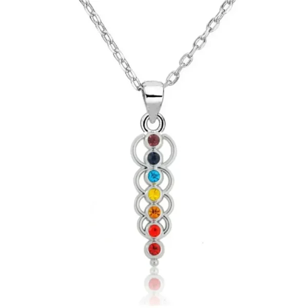 une image represantant un un Pendentif Les 7 chakras avec plusieurs couleurs