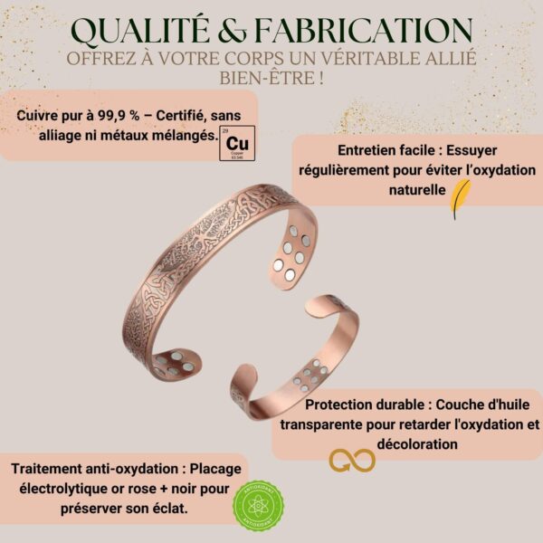Bracelet en Cuivre YOKO ZEN 99%– Circulation & Apaisement des Douleurs – Image 6
