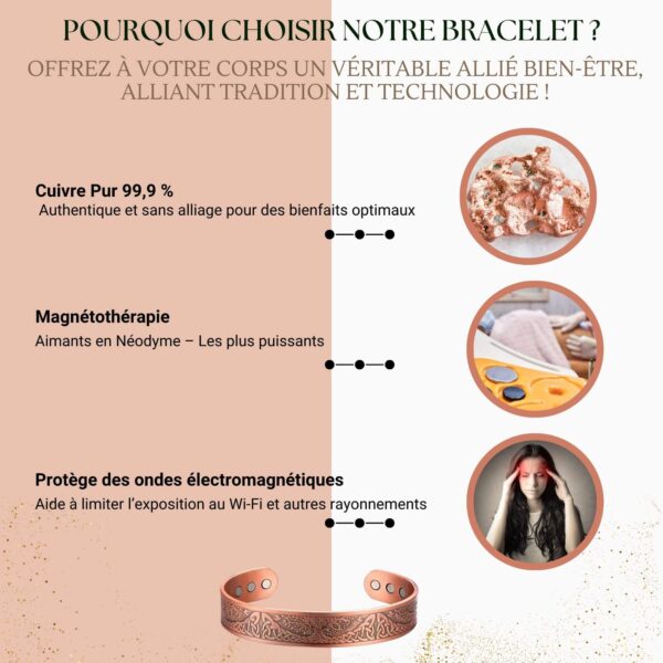 Bracelet en Cuivre YOKO ZEN 99%– Circulation & Apaisement des Douleurs – Image 4